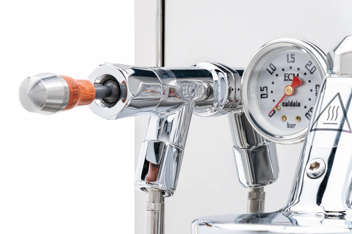 ECM Synchronika Paduak Wood and Chrome Espresso Machine | ECM Espresso Machine Collection | Shop CaffeTech | Best Espresso Machines