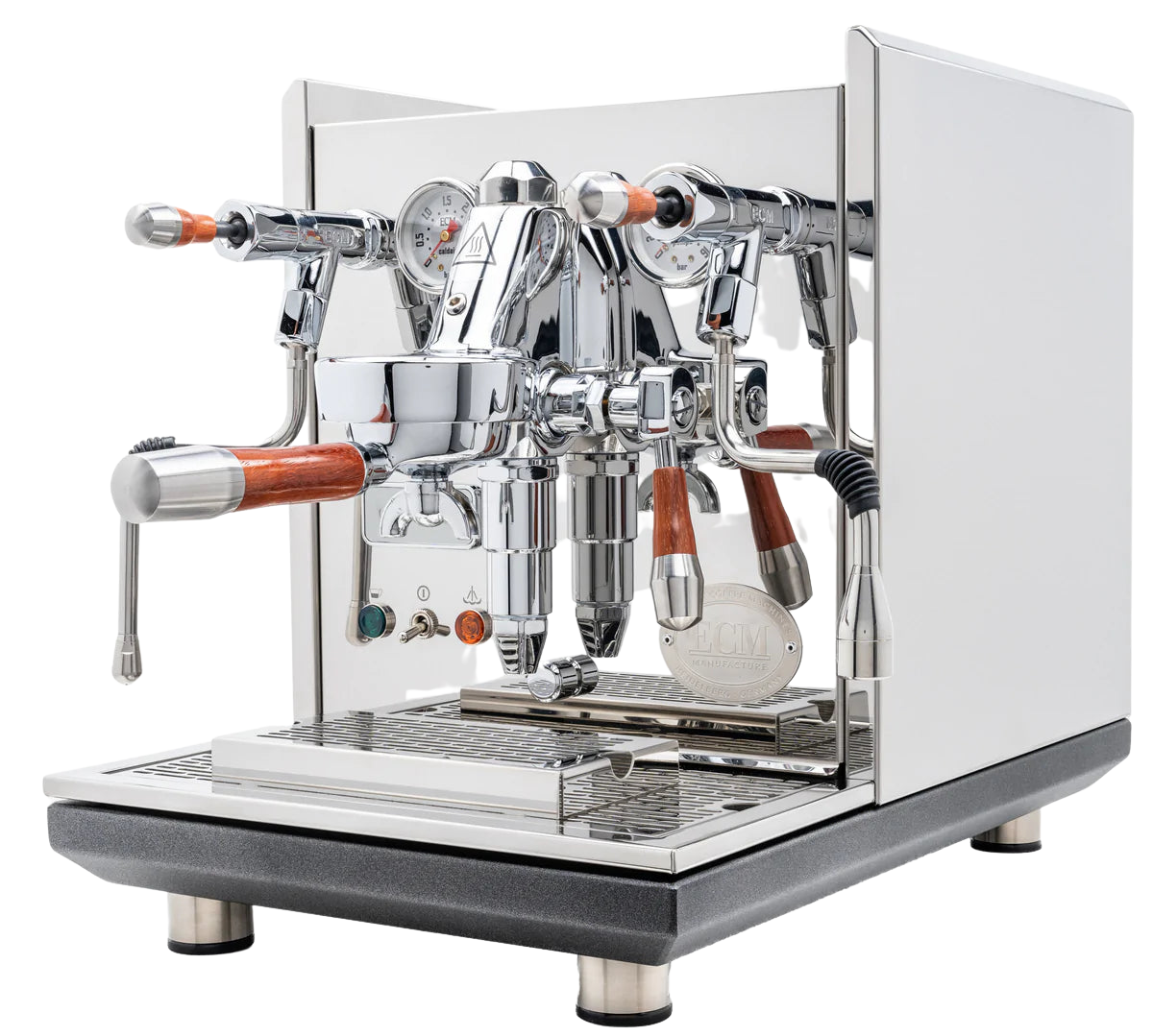 ECM Synchronika Paduak Wood and Chrome Espresso Machine | ECM Espresso Machine Collection | Shop CaffeTech | Best Espresso Machines