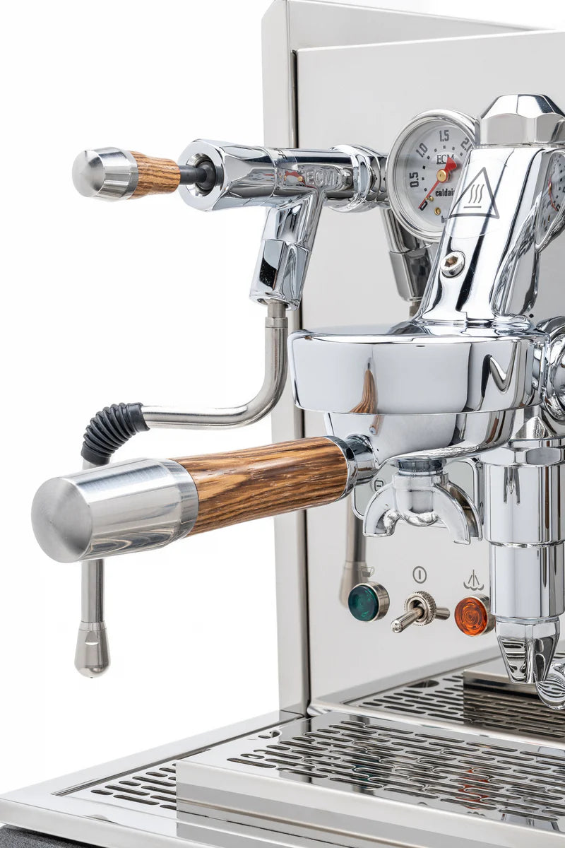 ECM Synchronika Zebra Wood and Chrome Espresso Machine | ECM Espresso Machine Collection | Shop CaffeTech | Best Espresso Machines