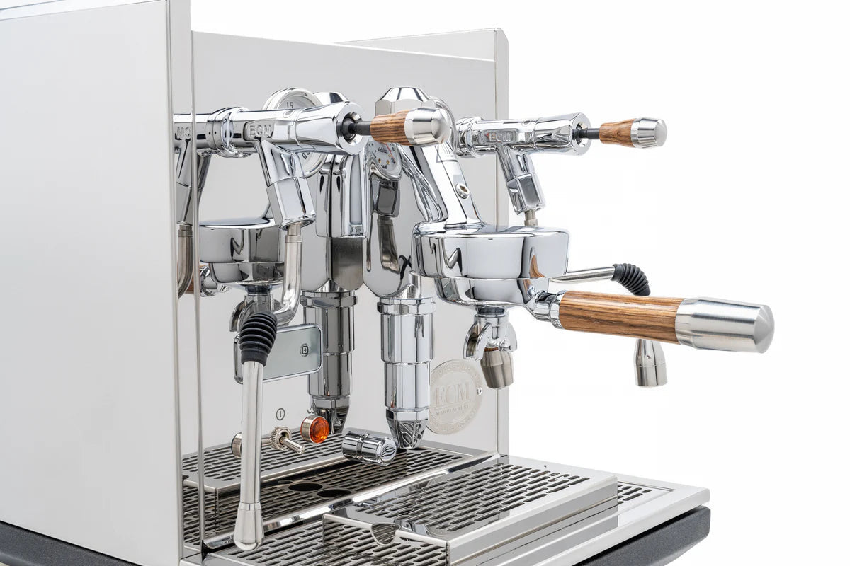 ECM Synchronika Zebra Wood and Chrome Espresso Machine | ECM Espresso Machine Collection | Shop CaffeTech | Best Espresso Machines