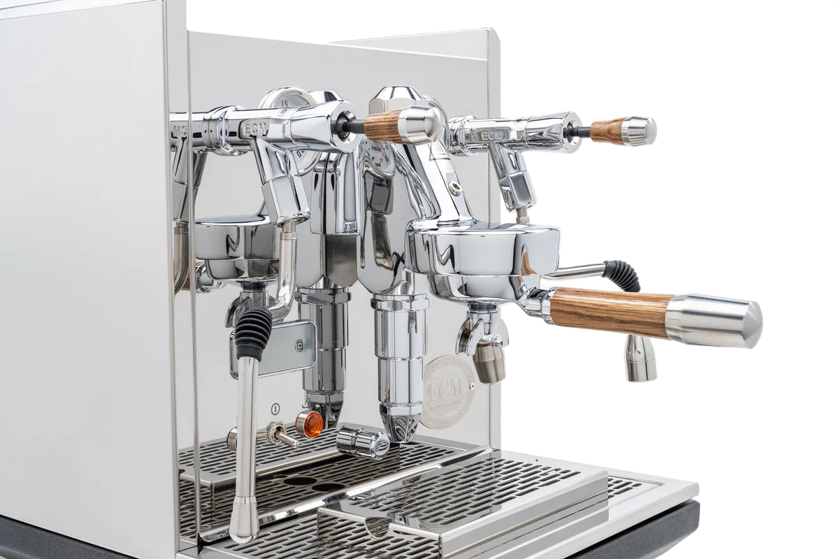 ECM Synchronika Zebra Wood and Chrome Espresso Machine | ECM Espresso Machine Collection | Shop CaffeTech | Best Espresso Machines