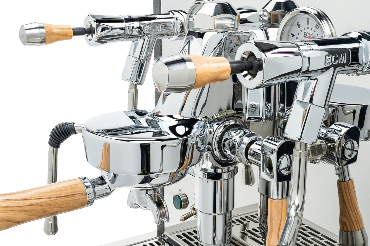 ECM Synchronika Olive Wood and Anthracite Espresso Machine | ECM Espresso Machine Collection | Shop CaffeTech | Best Espresso Machines