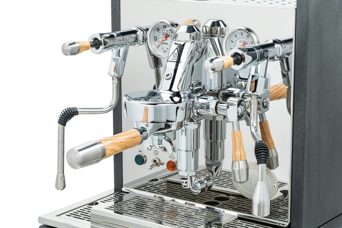 ECM Synchronika Olive Wood and Anthracite Espresso Machine | ECM Espresso Machine Collection | Shop CaffeTech | Best Espresso Machines