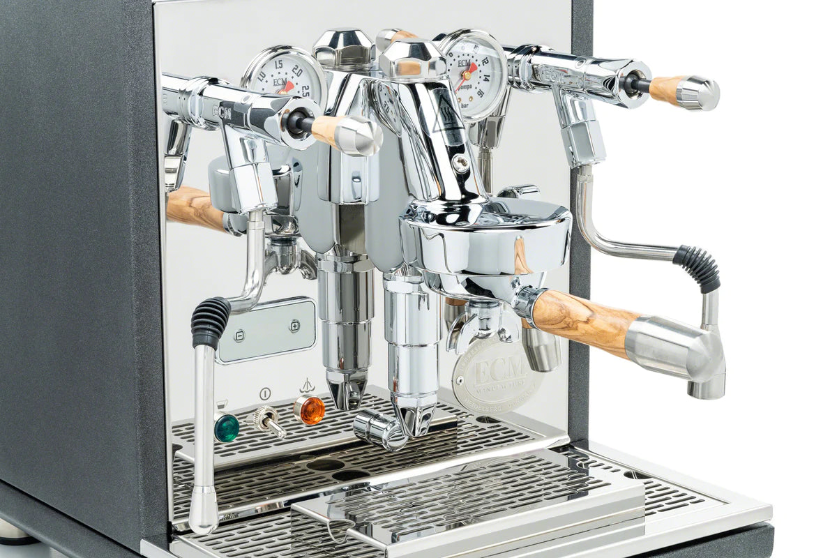 ECM Synchronika Olive Wood and Anthracite Espresso Machine | ECM Espresso Machine Collection | Shop CaffeTech | Best Espresso Machines
