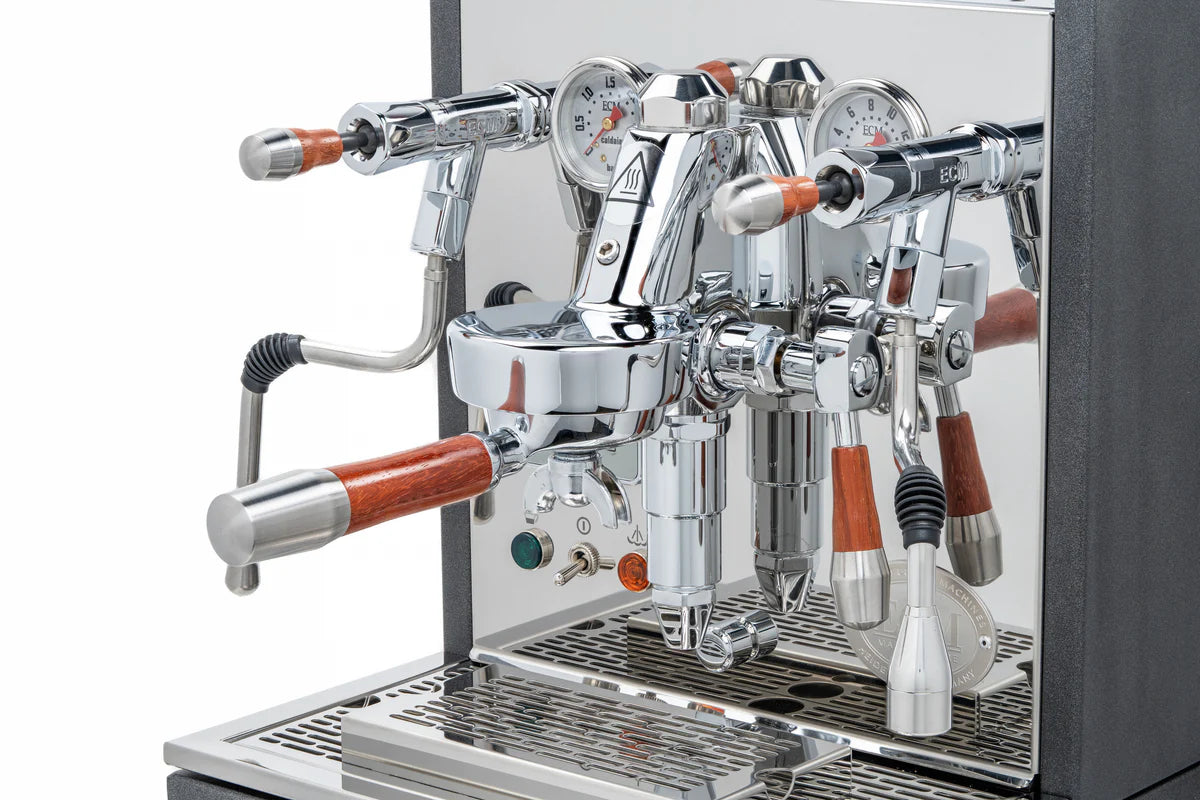 ECM Synchronika Paduak Wood and Anthracite Espresso Machine | ECM Espresso Machine Collection | Shop CaffeTech | Best Espresso Machines