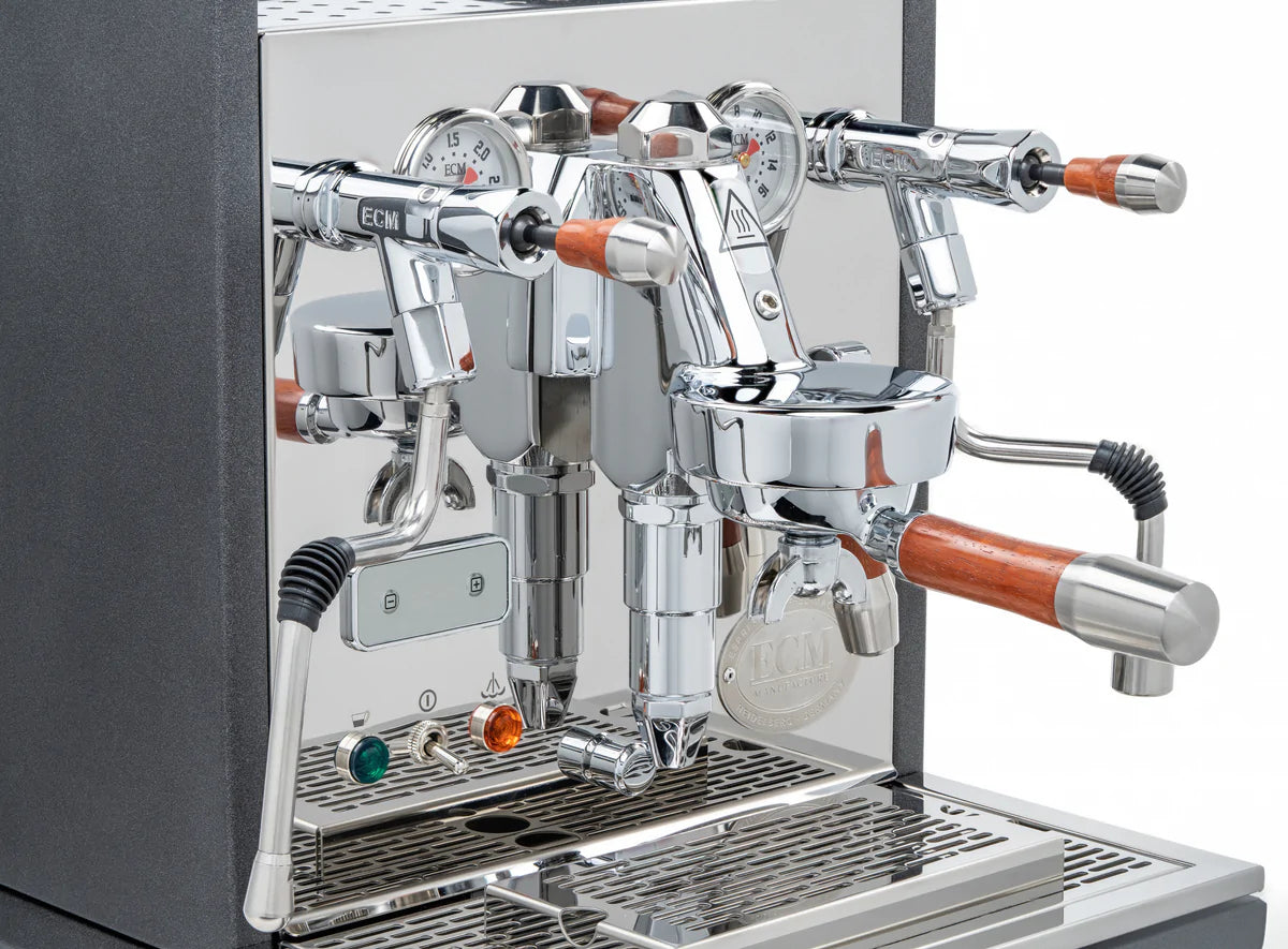 ECM Synchronika Paduak Wood and Anthracite Espresso Machine | ECM Espresso Machine Collection | Shop CaffeTech | Best Espresso Machines