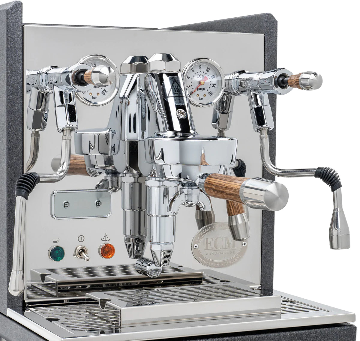ECM Synchronika Zebra Wood and Anthracite Espresso Machine | ECM Espresso Machine Collection | Shop CaffeTech | Best Espresso Machines