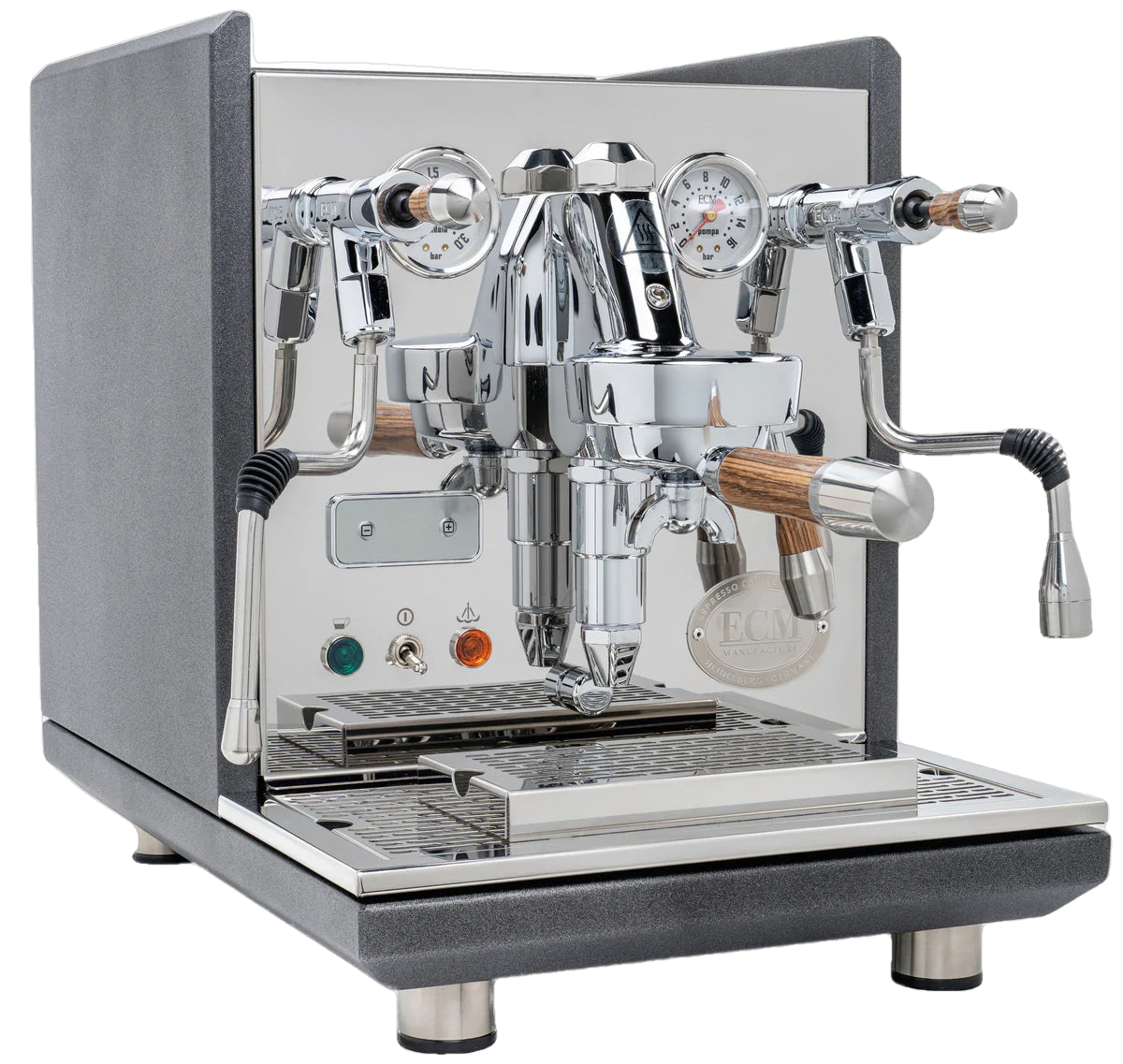 ECM Synchronika Zebra Wood and Anthracite Espresso Machine | ECM Espresso Machine Collection | Shop CaffeTech | Best Espresso Machines
