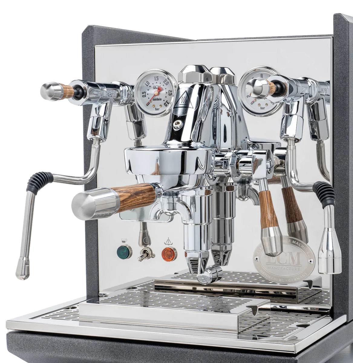 ECM Synchronika Zebra Wood and Anthracite Espresso Machine | ECM Espresso Machine Collection | Shop CaffeTech | Best Espresso Machines