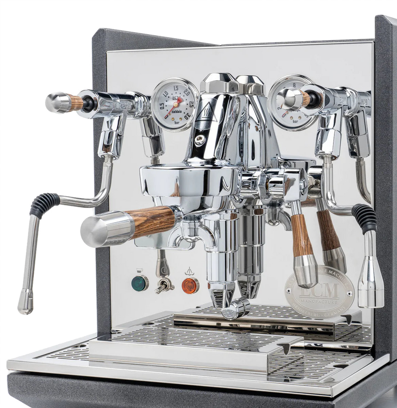 ECM Synchronika Zebra Wood and Anthracite Espresso Machine | ECM Espresso Machine Collection | Shop CaffeTech | Best Espresso Machines