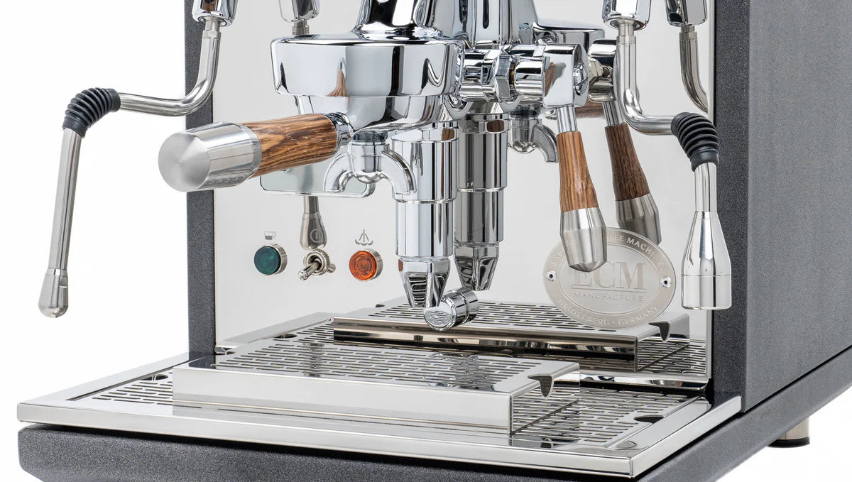 ECM Synchronika Zebra Wood and Anthracite Espresso Machine | ECM Espresso Machine Collection | Shop CaffeTech | Best Espresso Machines