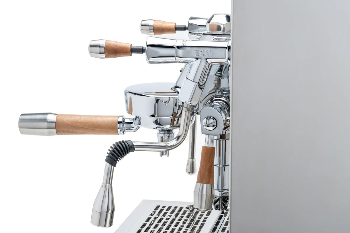 ECM Synchronika Walnut Wood and Chrome Espresso Machine | ECM Espresso Machine Collection | Shop CaffeTech | Best Espresso Machines