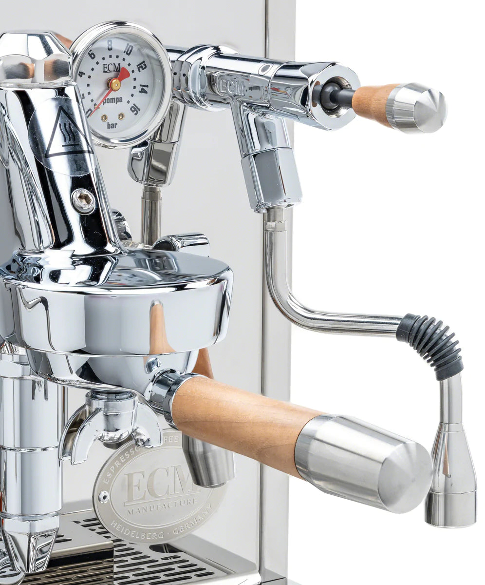 ECM Synchronika Walnut Wood and Chrome Espresso Machine | ECM Espresso Machine Collection | Shop CaffeTech | Best Espresso Machines