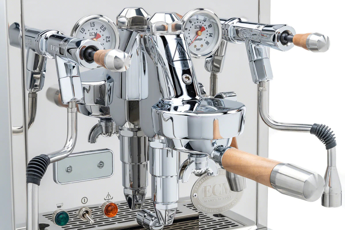 ECM Synchronika Walnut Wood and Chrome Espresso Machine | ECM Espresso Machine Collection | Shop CaffeTech | Best Espresso Machines