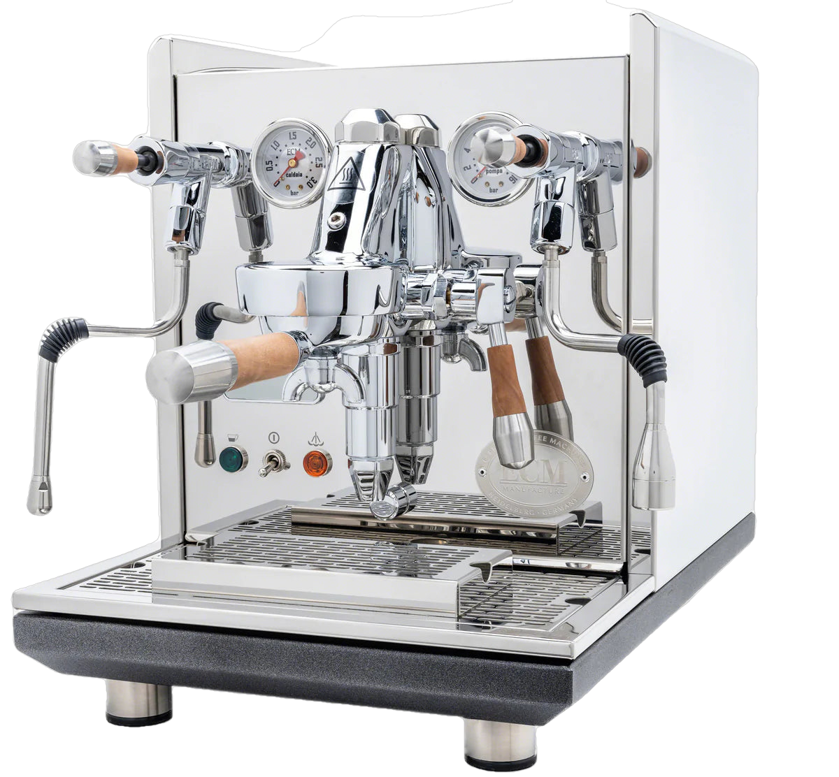 ECM Synchronika Walnut Wood and Chrome Espresso Machine | ECM Espresso Machine Collection | Shop CaffeTech | Best Espresso Machines